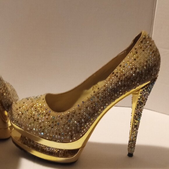 Gianmarco Lorenzi Sparkling Rhinestone Studded Platform Heels - Picture 2 of 7